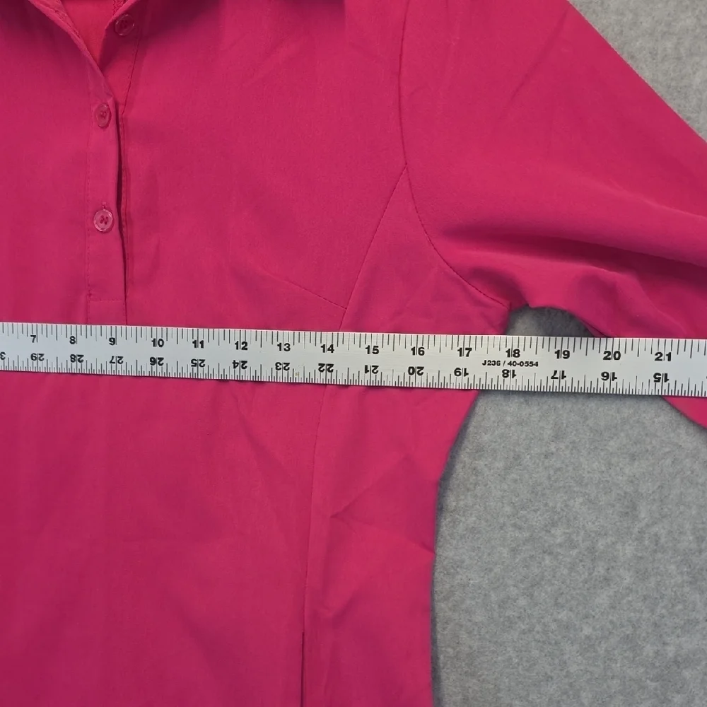 VONDA Hot Pink Shirt Dress Women’s Medium Long Sleeve Collared Shift